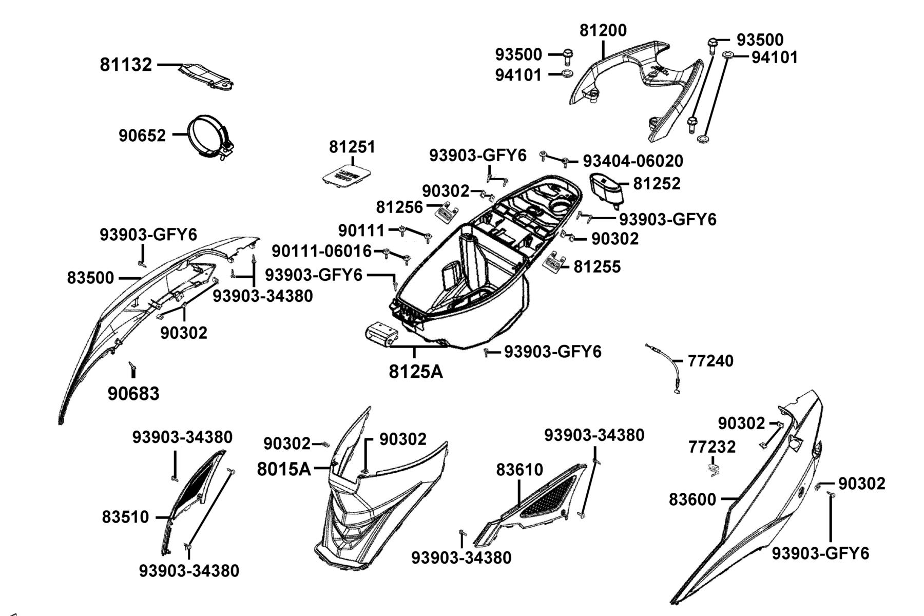 SUPER 8 50X (2020) Body Cover ● Luggage Box parts diagram